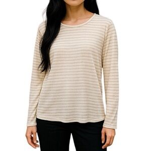 Ralph Lauren Striped Long Sleeve Top Cream